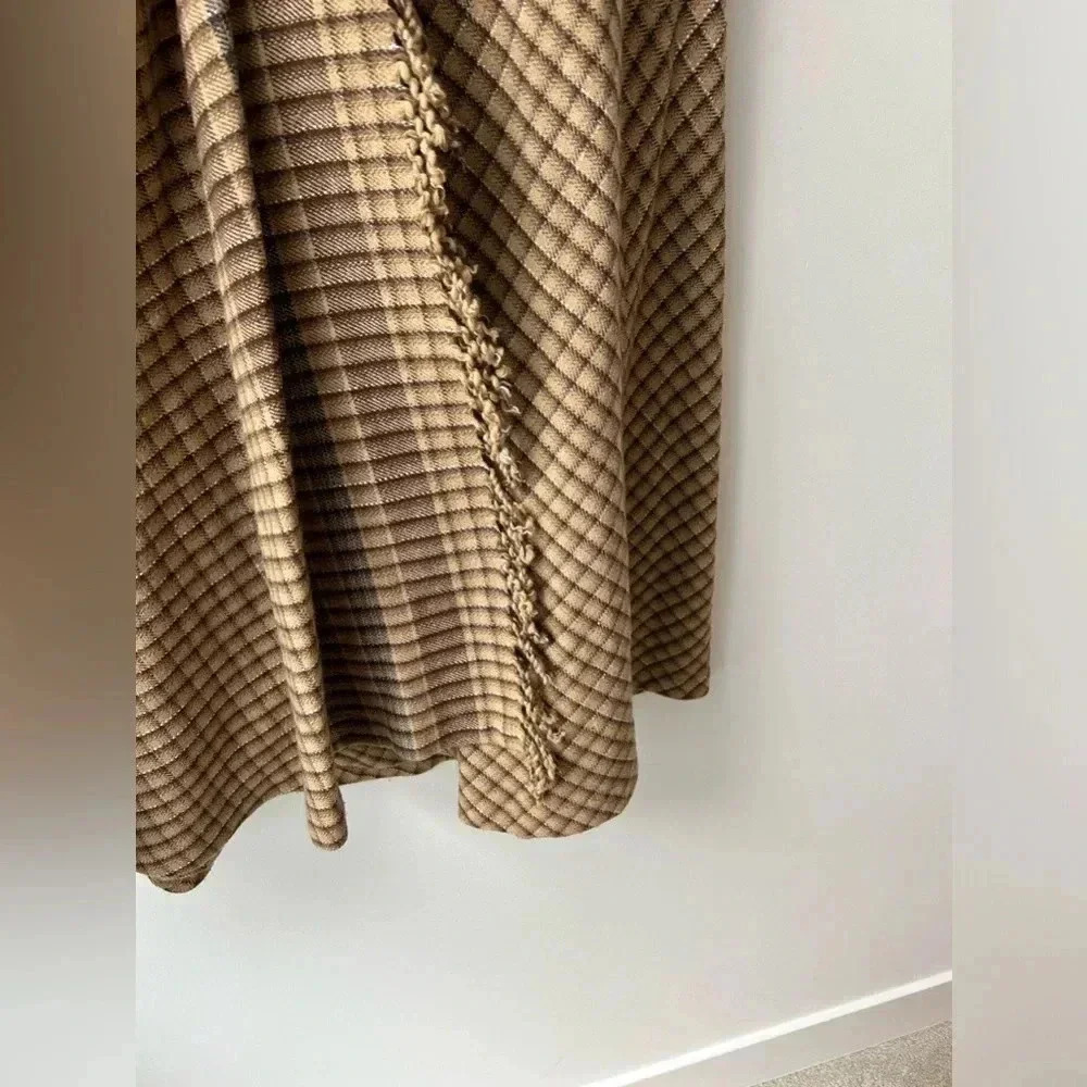 Vintage Liz wear high waist wool plaid midi fring skirt - Picture 5 of 12